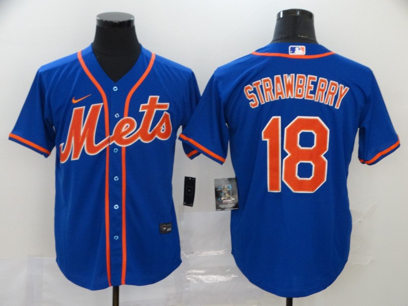 Men New York Mets #18 Strawberry Blue Nike Game MLB Jerseys->milwaukee brewers->MLB Jersey